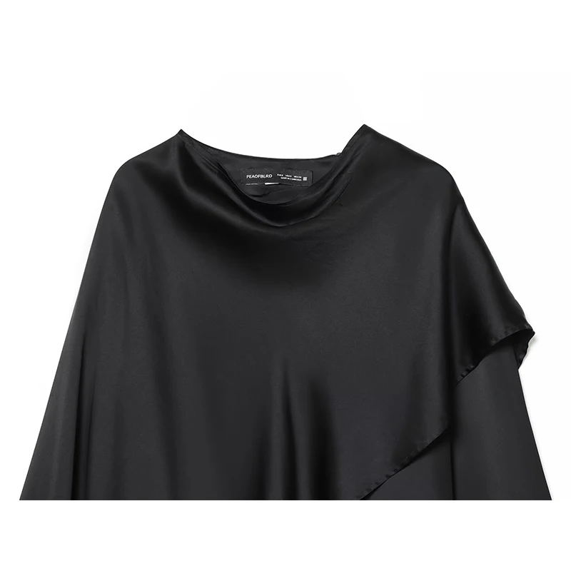 Autumn New Cloak Style Blouse Woman 2025 Women's Irregular Loose Solid Color Swing Neck Long Sleeve Shirts And Blouses Top ﻿