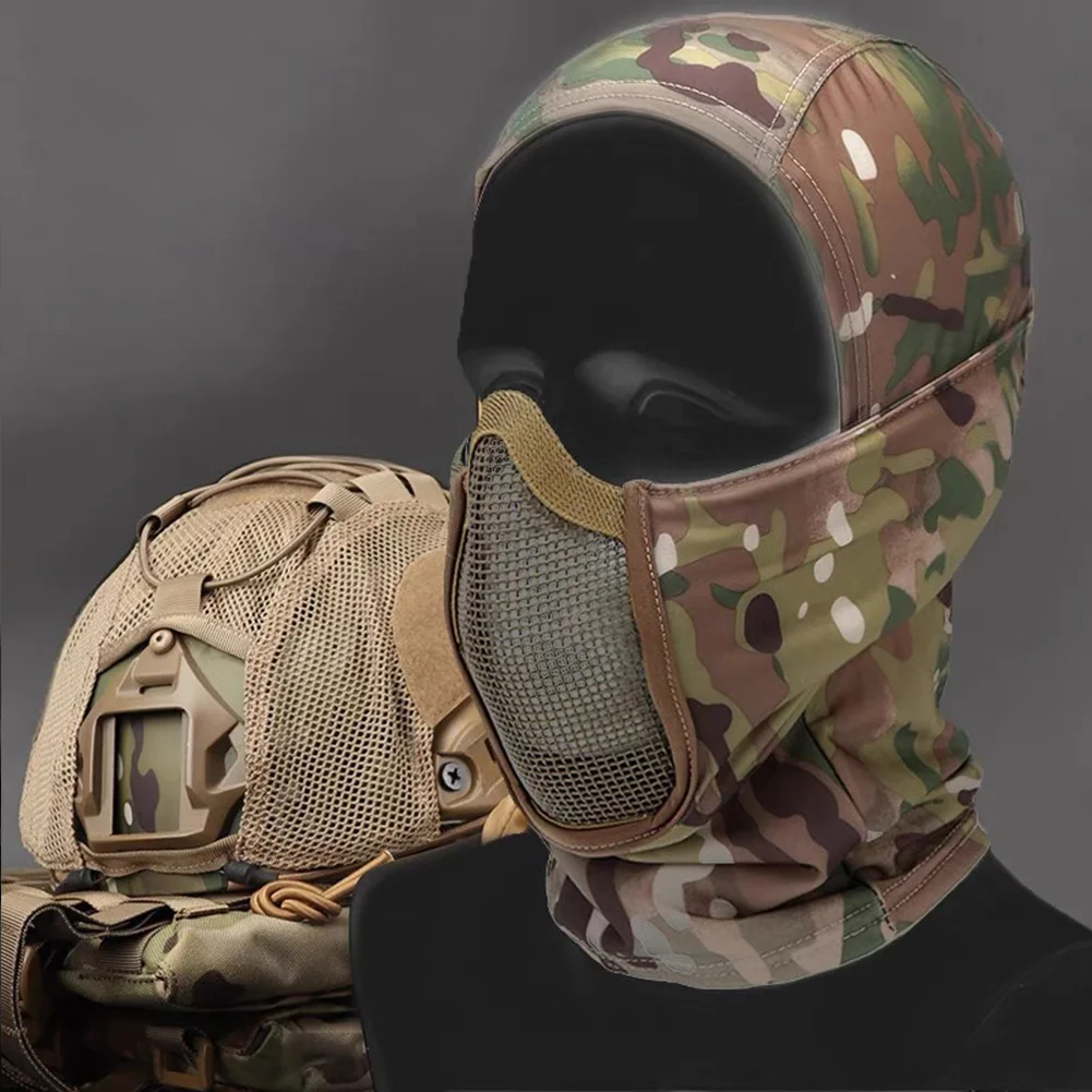 Tactical Half Face Mask Airsoft Mesh Hunting Cs Protective