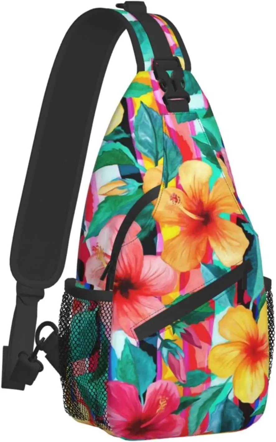 Hawaii Hawaiian Flowers Floral Sling Bag,Multipurpose
