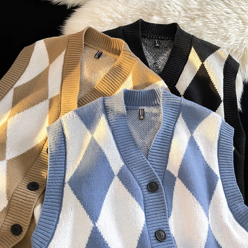 Men's Autumn and Winter New Sweater Vest Fashion Brand High Quality Knitwear Casual Comfort Daily Loose Men's Sweater 6