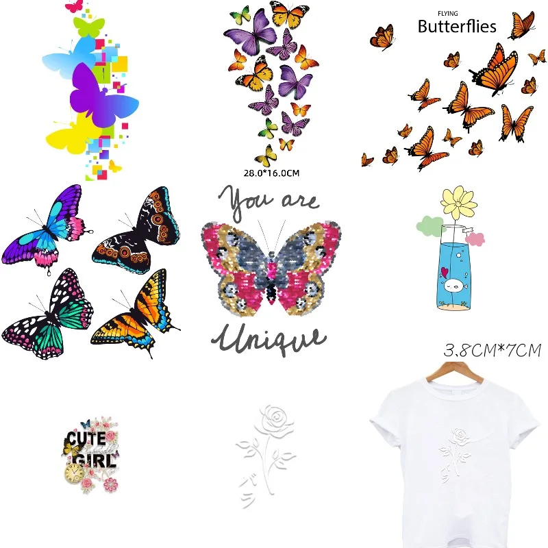 Colorful Butterfly Patches on Clothes Iron on Transfers for Clothing
