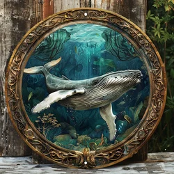 Whimsical Humpback Whale Aluminum Wall Art - Durable Scratch - Resistant Metal Decor for Indoor & Outdoor Spaces (TTX1271)