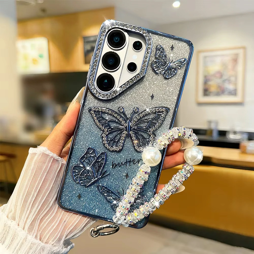 Shell Butterfly Glitter Samsung S26 Ultra Lncludes Bracelet Blue
