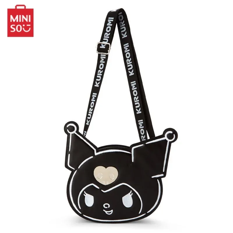 

MINISO оригинальная Kawaii Kuromi PU мультяшная вышитая сумка через плечо милая девушка сердце Kuromi 3D форма черная сумка через плечо