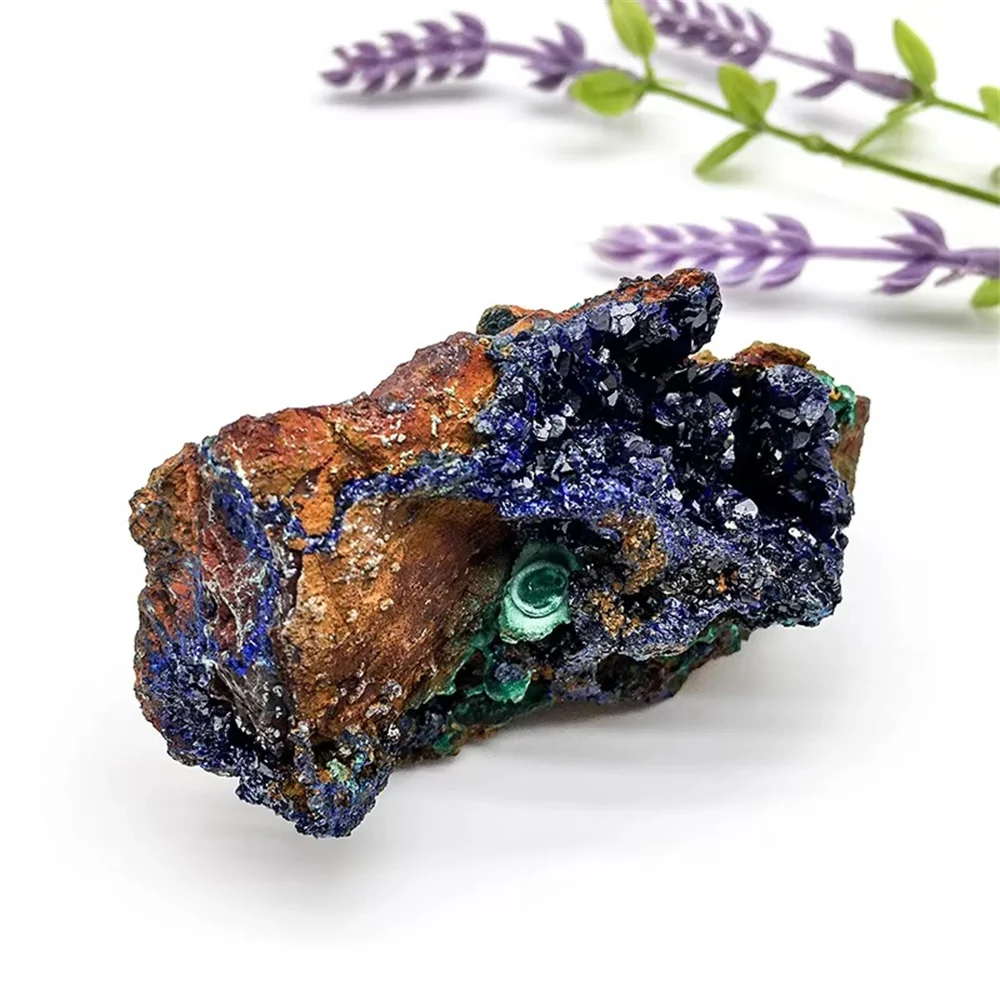 Natural Azurite Malachite Geode Quartz Crystal Geode Cluster Mineral Specimen Teaching Research Stone Collectible For Gift Decor 5