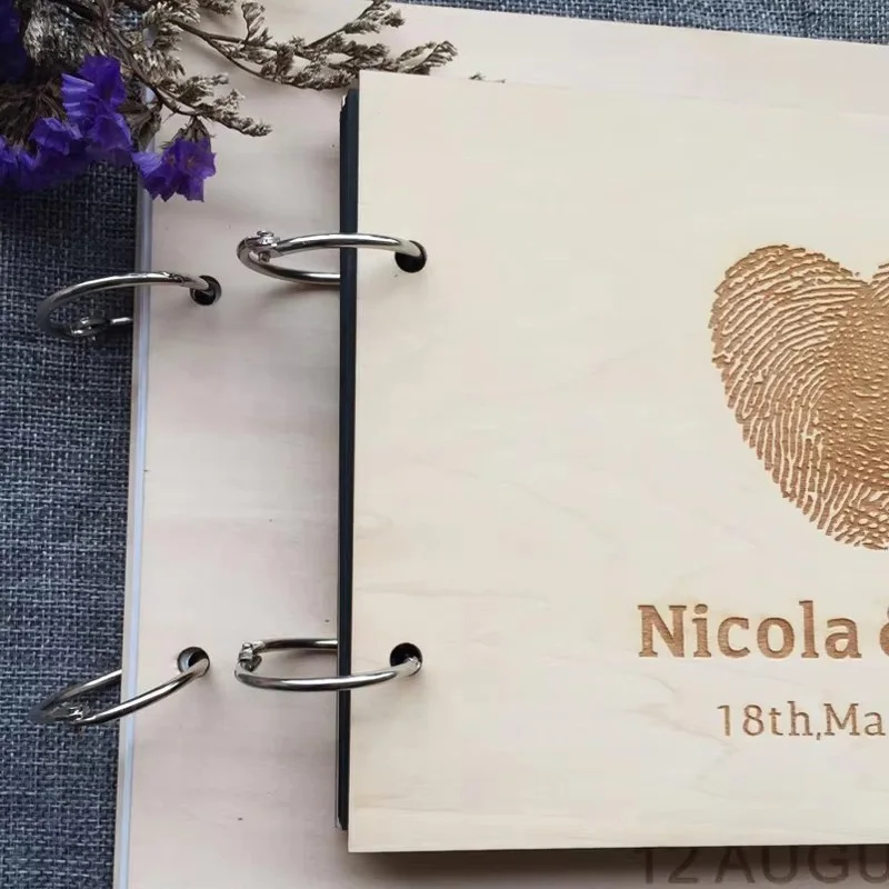 Rustic Wooden Photo Album,Personalized Laser Engraved Wedding Guest Book,Anniversary,Birthday Gifts,Travel Memory Book,Scrapbook