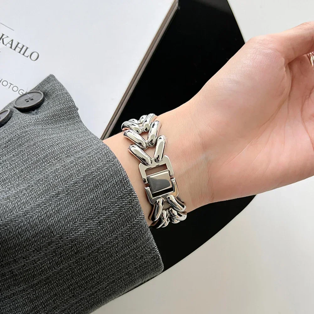 Stainless Steel Chain Bracelet Watch Band, 22mm/20mm Adjustable Strap
