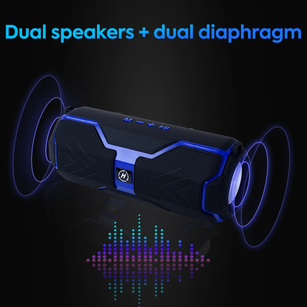 Vtin 20W Portable Bluetooth TWS Speaker Wireless Dual Drivers Stereo Bass Subwoofer USB TF FM TWS Speakers with 20 Hrs Playtime