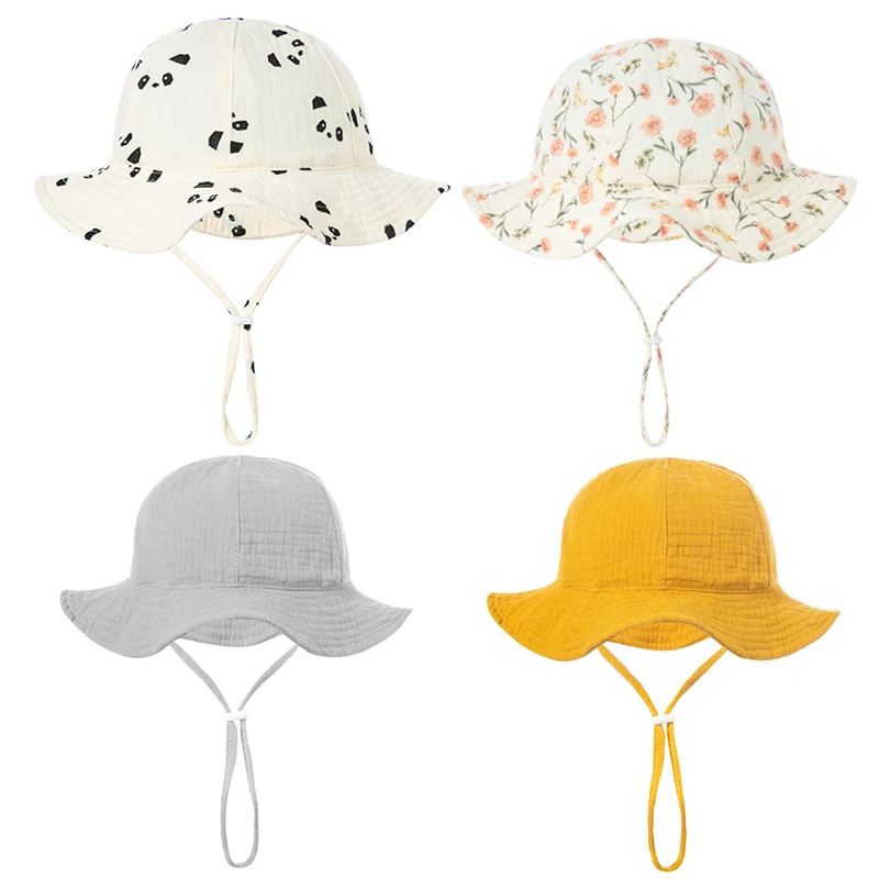 Baby Boy Girl Summer Bucket Hat Soft Cotton Panama for Kids Infant Toddler Cap Outdoor Beach Sun Caps Baby Fisherman Hats