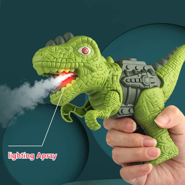 Dinosaur sound fire spray gun Tyrannosaurus Rex Triceratops sound light summer outdoor disinfection safe gun kids toy portable 1
