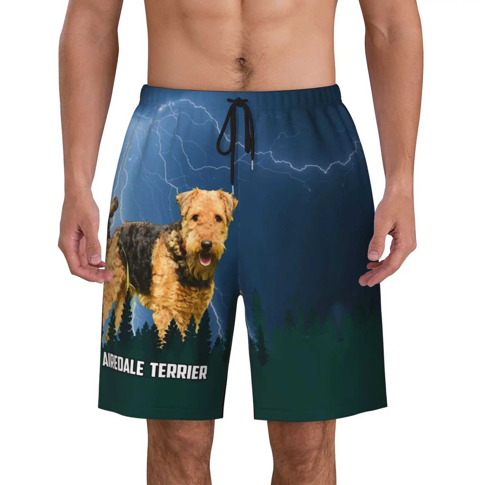 

CLOOCL Beach Shorts Airedale Terrier Dog 3D Print Shorts Fashion Men's Shorts Elastic Drawstring Holiday Sports Short Pants