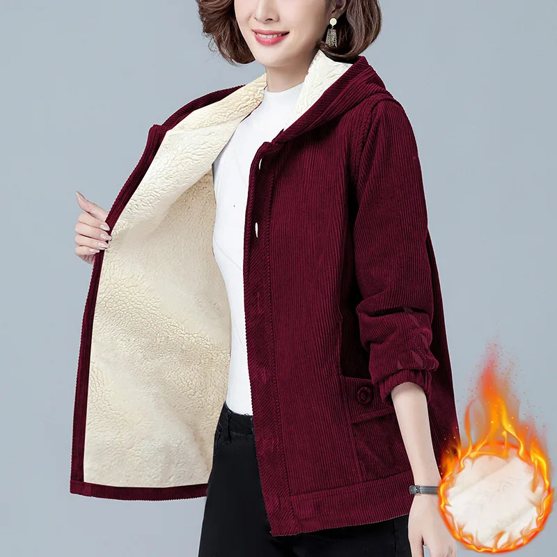 2023 Jackets for Women Fleece Thickened Corduroy Jacket Kpop Loose Short Coat