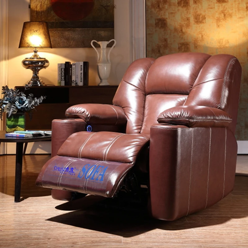 

First-Class Space Single Capsule Top-Layer Cowhide Combination Seat Home Cinema Functional Sofa Chair