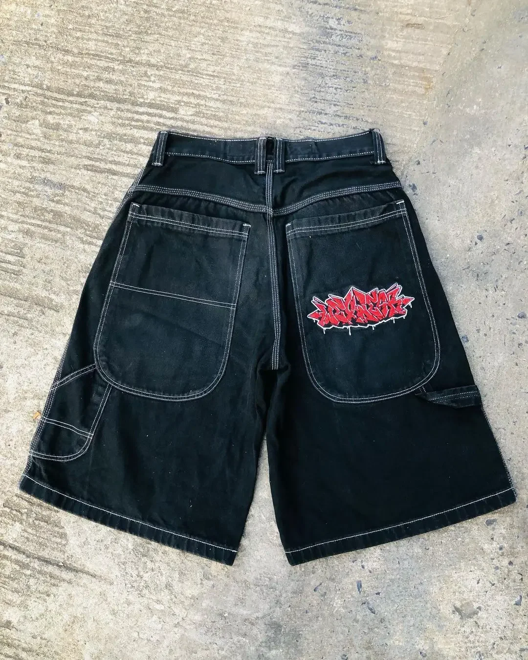 Harajuku Y2k Wexwear Embroidery Skateboarding Jeans Denim Men Letter Graphic Streetwear Shorts Baggy Gym Basketball Shorts