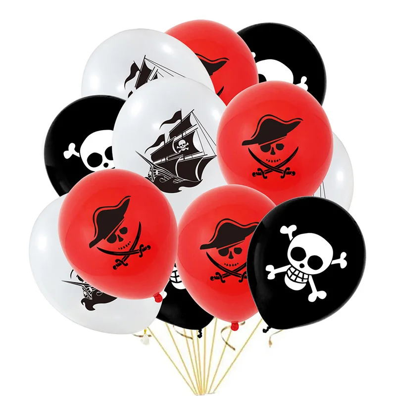 12PCS Pirate Thema Party Ballon Skelett Requisiten Halloween Party Decor Happy Birthday Party Dekoration Kinder Karneval Party Versorgung – Detail 1