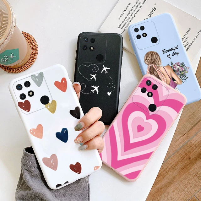 For Redmi 10C Funda Rainbow Heart Vintage Flowers Leaves Phone Case Soft  Silicone Bumper Protective Cover