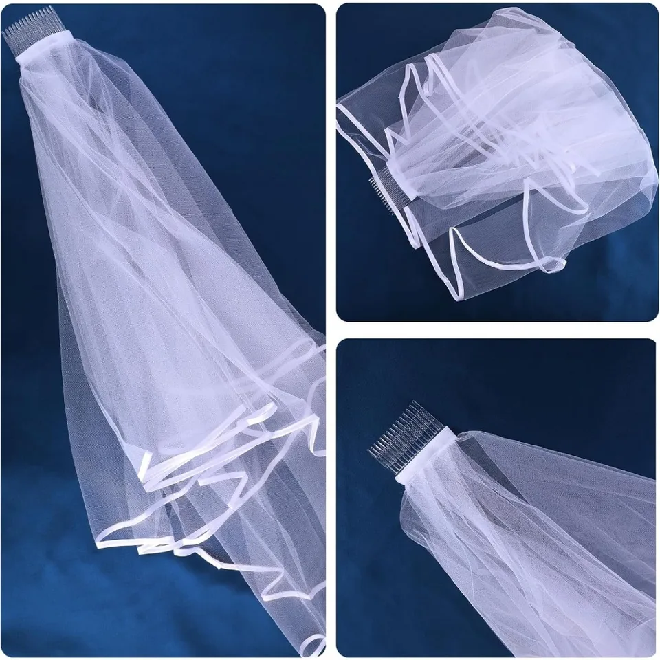 Elegant Short Wedding Bridal Veil with Comb