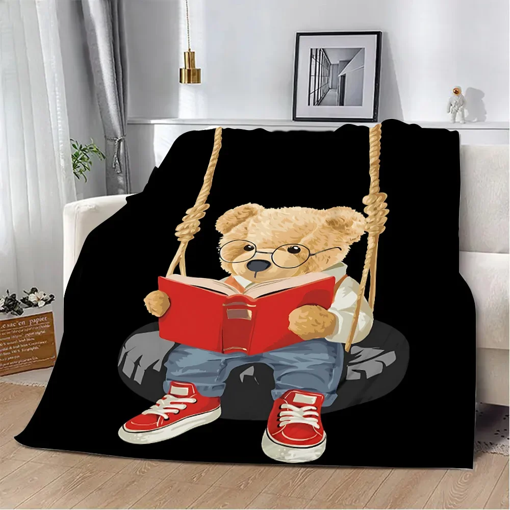 Cartoon Anime Printed Blanket Picnic Blankets POLO Bears Warm Blanket Soft and Comfortable Blanket Home Travel Birthday Gift 2
