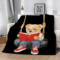 Cartoon Anime Printed Blanket Picnic Blankets POLO Bears Warm Blanket Soft and Comfortable Blanket Home Travel Birthday Gift 2