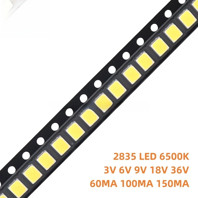 SAMIROB SAMIROB 100 Stück 2835 SMD LED 1 W 0,5 W 0,2 W Weiß 6000–6500 K 3 V 6 V 9 V 18 V 36 V 150 mA 100 mA 80 mA 60 mA 30 mA Hohe Helligkeit – Detail 2