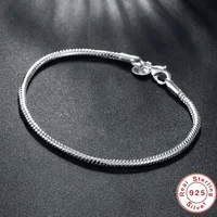 Bijoux fins originaux faits à la main, Bracelet à breloques en argent Sterling 925, doux et lisse, en os de serpent, pour femmes 6