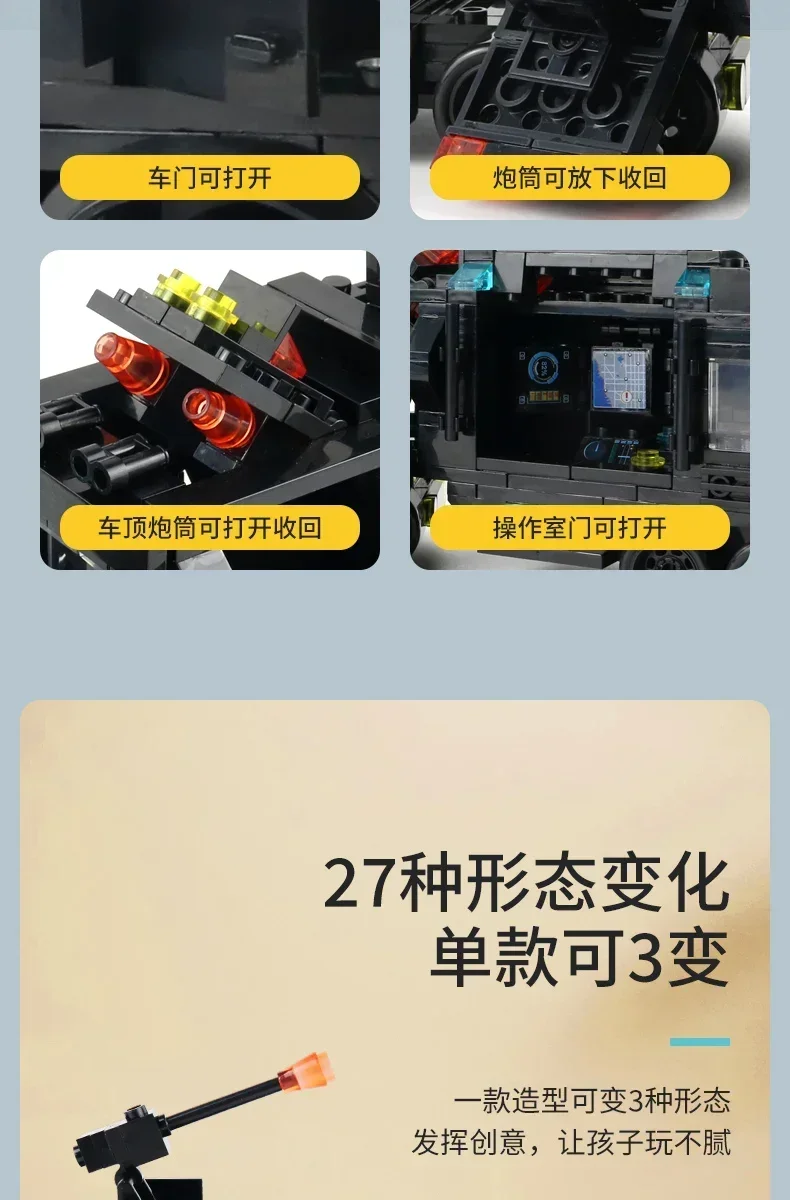 Detailed close-up of building block police vehicle