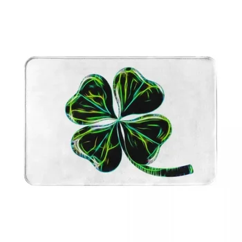 네온 4 잎 클로버 폴리에스터 도어매트 러그 카펫 매트, 미끄럼 방지 풋패드, 세탁 가능, 앞방 복도 주방 침실 발코니 변기