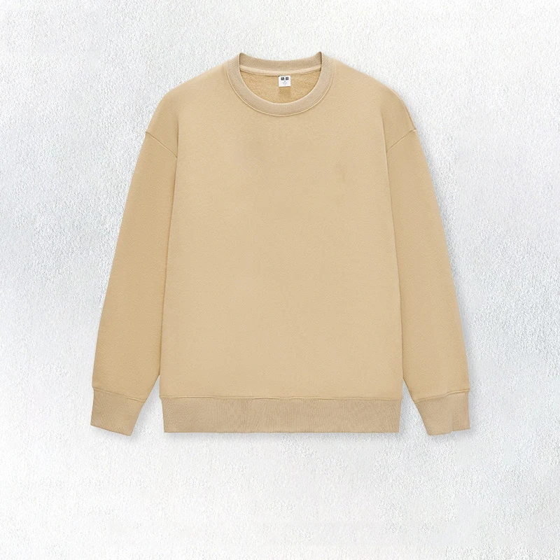 Autumn And Winter 380g Fleece Round Neck Solid Color Sweatshirt Men Plus Velvet Street Casual Warm Top