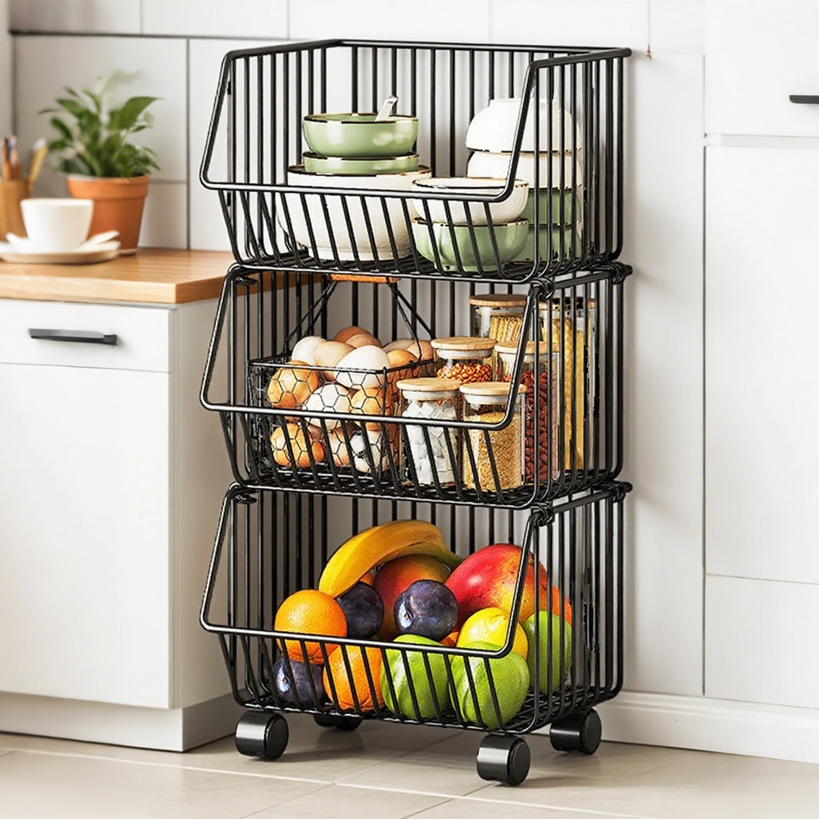 Carro de estantería multicapa, estante de almacenamiento de cocina, carrito de utilidad estrecho de 3/5 capas para baño, sala de estar, organizador de espacio pequeño