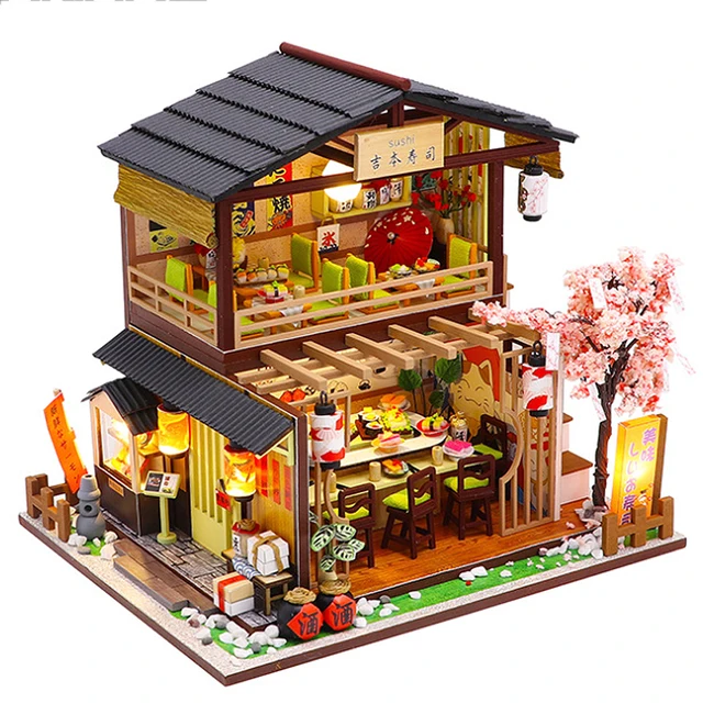Cutebee Miniature Dollhous Japanese Style Doll House Accessories Furniture Miniatures Building Mini Wooden Roombox Toy Gift 1