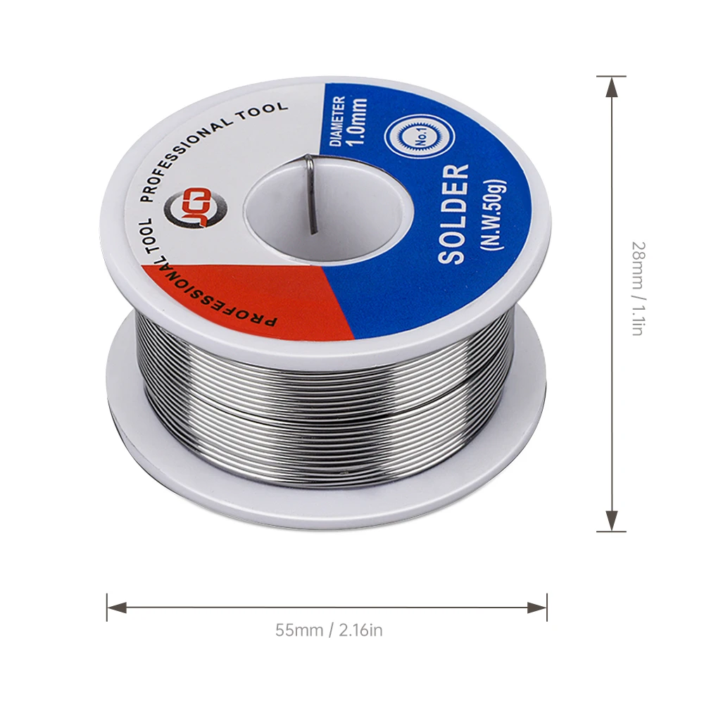 JCD Soldering Wire 50g 0.6/0.8/1.0/1.2/1.5 MM 60/40 FLUX 2.0% 45FT Tin Lead Tin Wire Melt Rosin Core Solder Soldering Roll