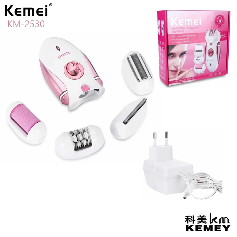 

kemei KM-2530 lady body scraping shaver female waterproof razor hair shaver hair remover epilater and callous remover 4 in 1