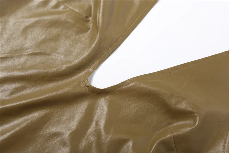 Kliou Skinny-Bodys aus Kunstleder für Damen, tiefer Ausschnitt, rückenfrei, ärmellos, pelzig, Patchwork-Saum, heiße Mädchen, High-Street-Stil, figurbetont – Detail 7