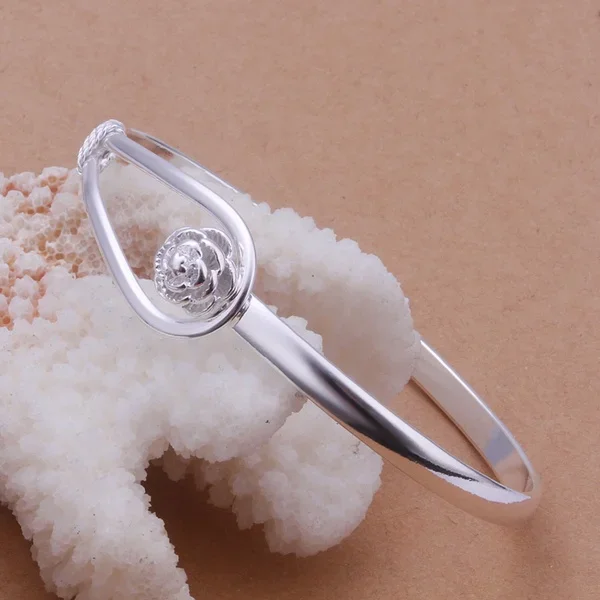 925 Silver Plated Wedding Women Lady Bracelet Bangle Charm