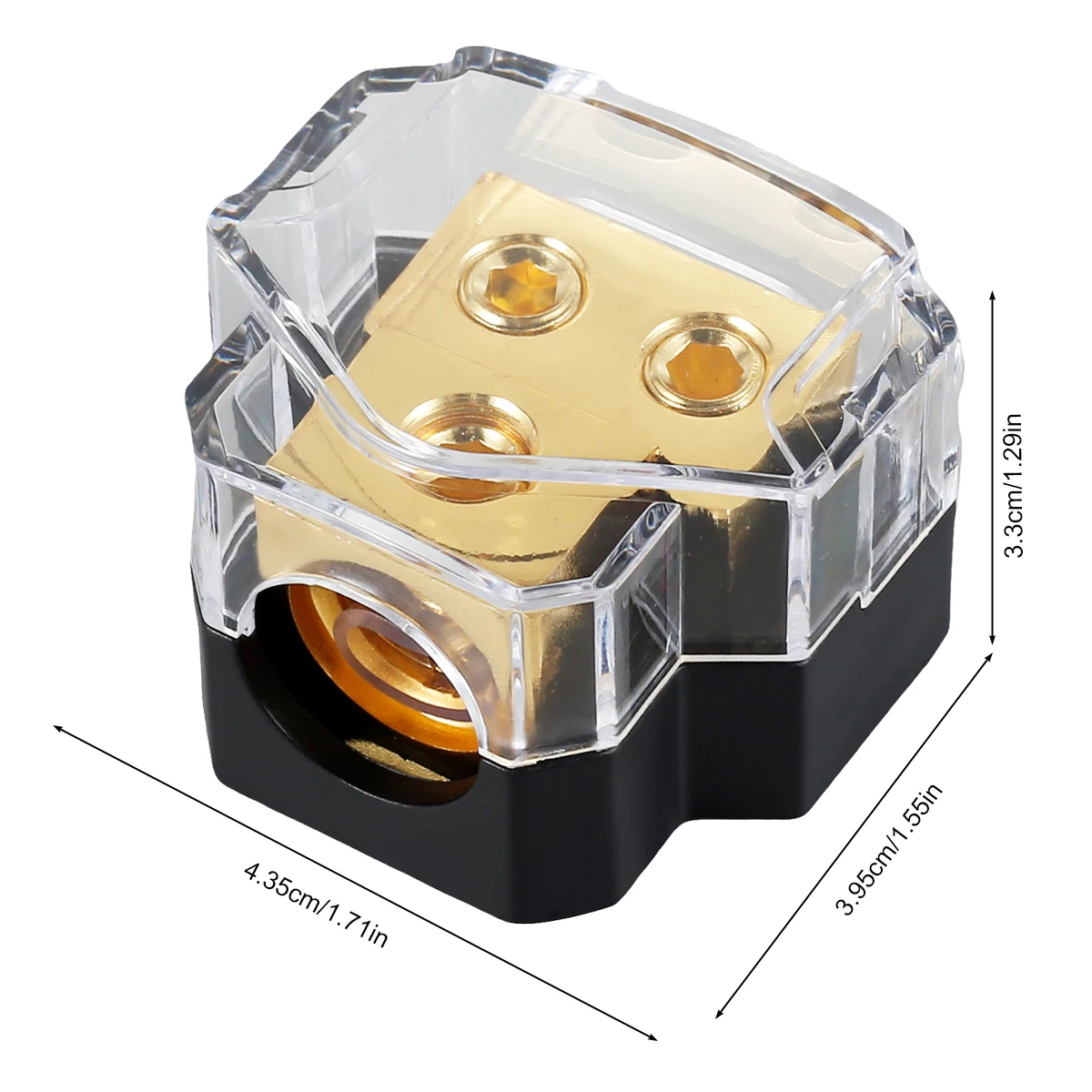 2Way Power Distribution Block Copper Car Audio Power Wire Splitter 0/2/4 Gauge in 4/6/8 Gauge Out Durable Amplifier power distribution block