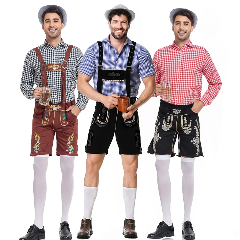 

Новый карнавальный национальный костюм Lederhosen на Октоберфест для мужчин, костюм для таверны, клуба, бармена, косплей, Хэллоуин, причудливое платье