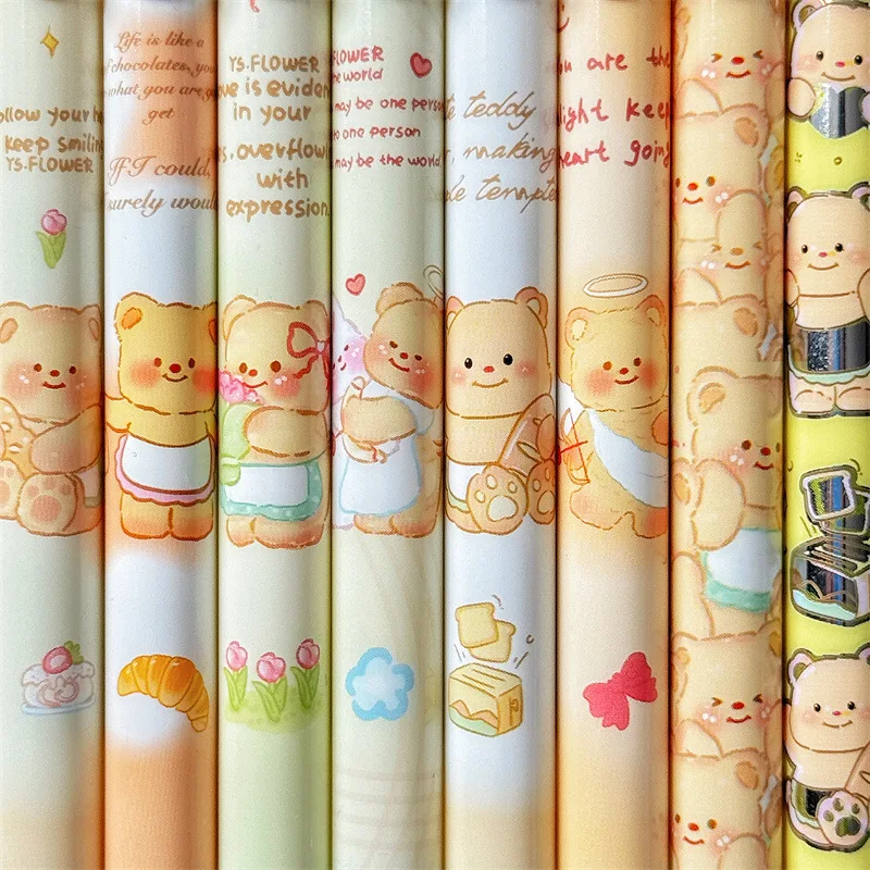 귀여운 곰 프레스 젤 펜, 블랙 잉크 중립 펜, 프로모션 선물, 학교 용품, 귀여운 0.5mm, 24 개/로트