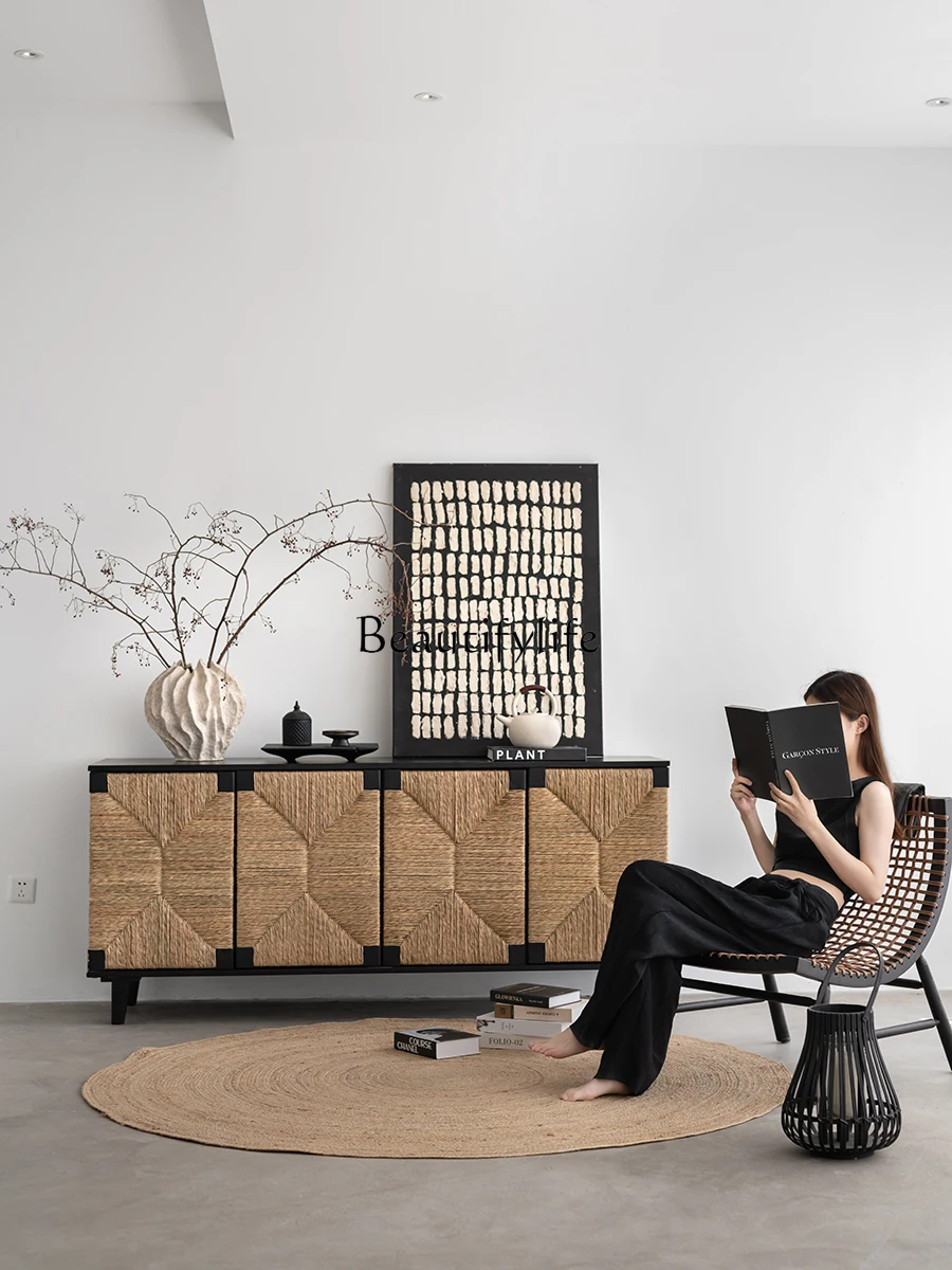 

Home Quiet Wind Solid Wood Sideboard Home Entrance Cabinet