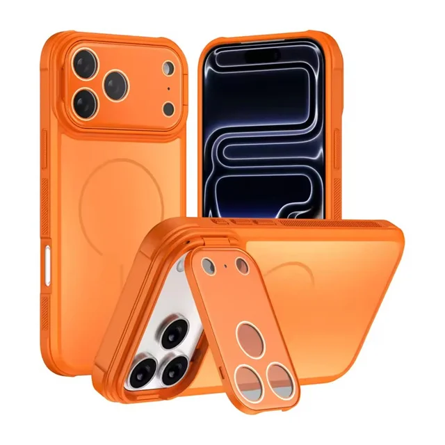 Magsafe Magnetic Shockproof Phone Case with Lens Bracket and Matte Acrylic Back Cover