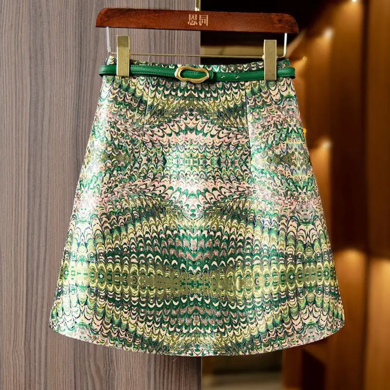 

Женская атласная мини-юбка с леопардовым принтом, с высокой талией