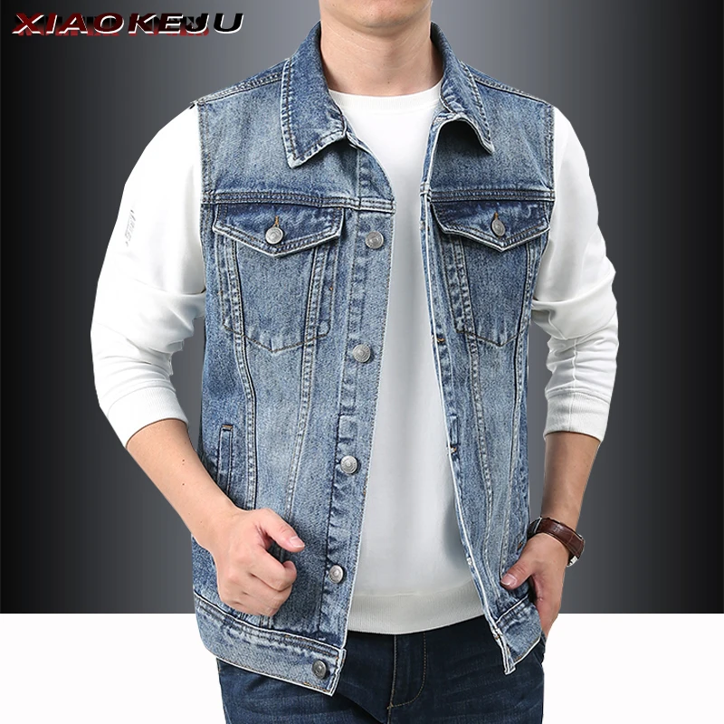 Stylish Denim Spring Vest Casual Custom Bomber Tactical Jackets Men's Bigsize Luxury Vests Social Coat Vintage Motorcycle Jacket spring jumper tactical military vest photography waist coat men tactical clothing windbreaker bomber jacket custom bigsize