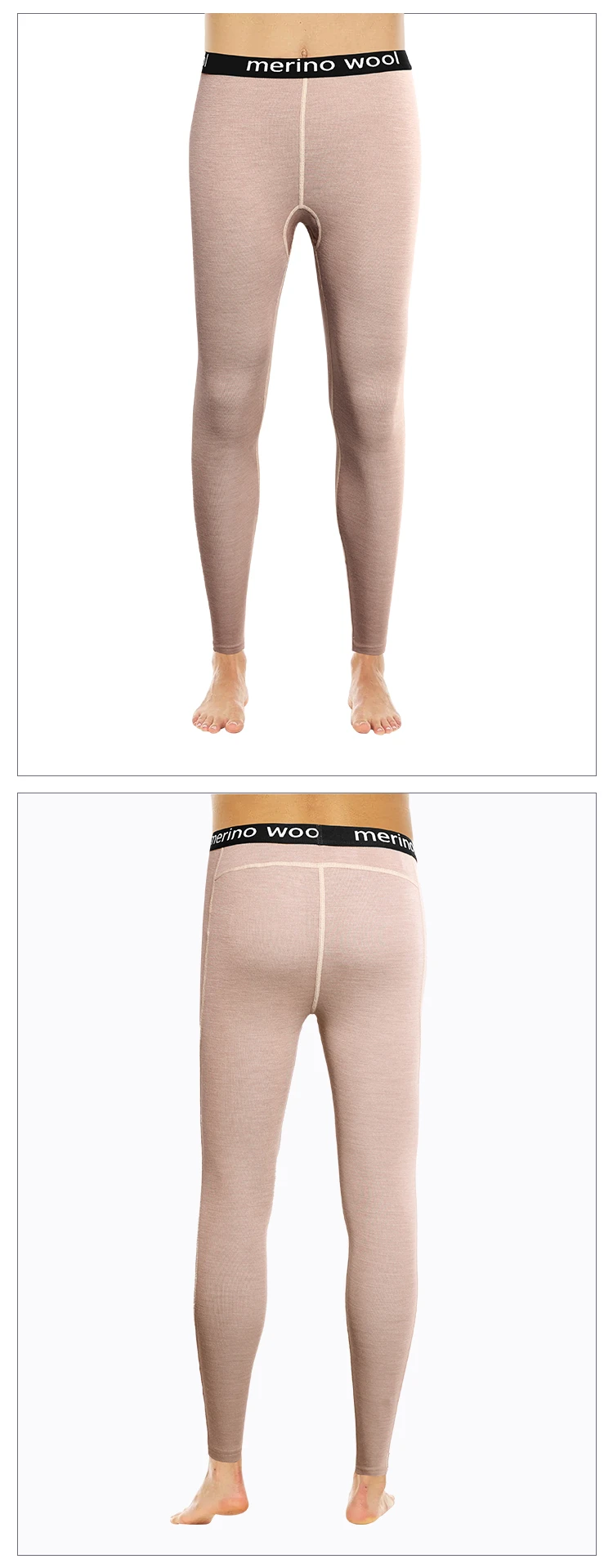 Description Picture 6 of item100% Merino Wool Womens Base Layer Thermal Pants Merino Wool Leggings Women Long Johns Breathable Thermal Underwear Bottoms