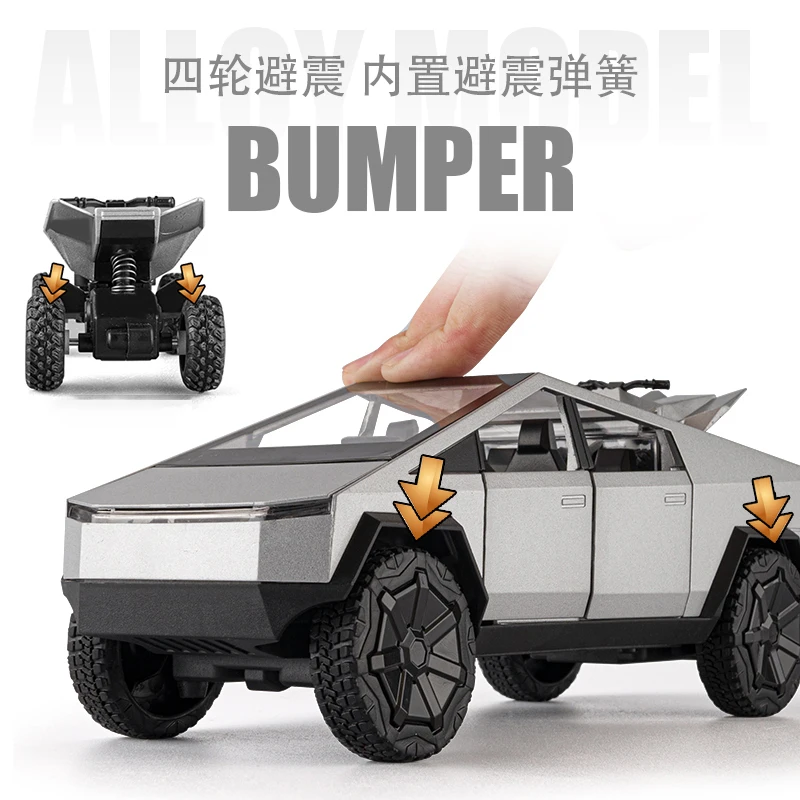1:24 Cyber toy truck Model Y Model 3 Alloy Car Model Diecast Toy Vehicle Sound and Light Simitation Cars Model Toys Gift 5