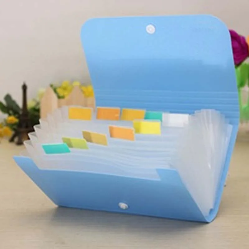 File Document Bag 12 Layers Pouch Bills Folder Card Organizer Fastener Office Mini Package EM88