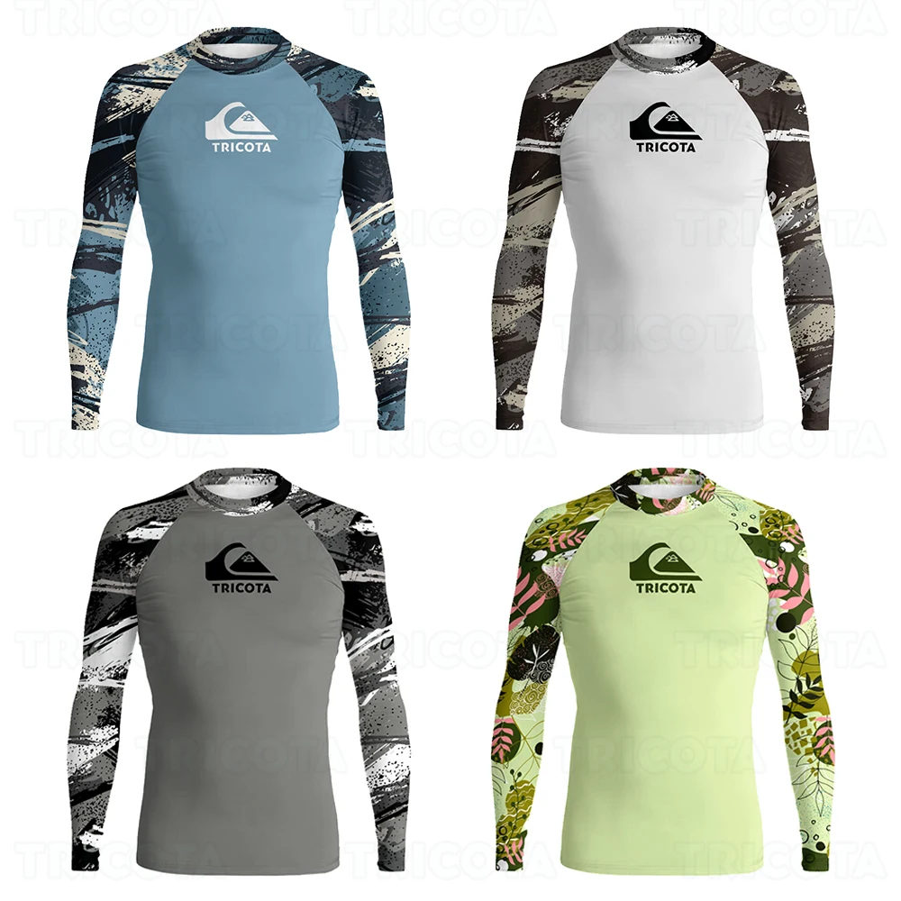 TRICOTAMenUV50ProtectSwimwearLongSleeveSwimsuitMenRashguardSurfingRashGuardSurf