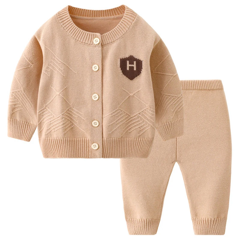 

2Piece Sets Fall Baby Girl Clothes Toddler Boy Outfits Korean Casual Fashion Letter Knitted Cardigan+Pants Kids Clothing BC2265