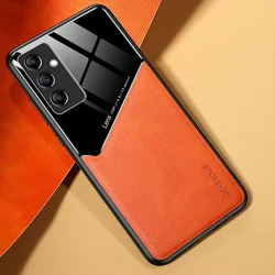 Luxury Leather Magnetic Silicone Phone Protection Case - Galaxy M14 (Orange)
