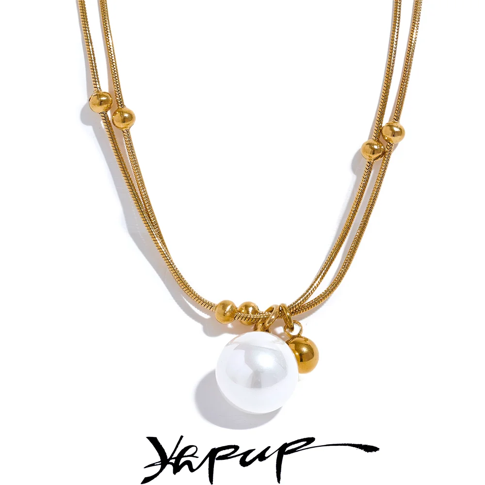 Yhpup Necklace with Imitation Pearls and Beads for Women