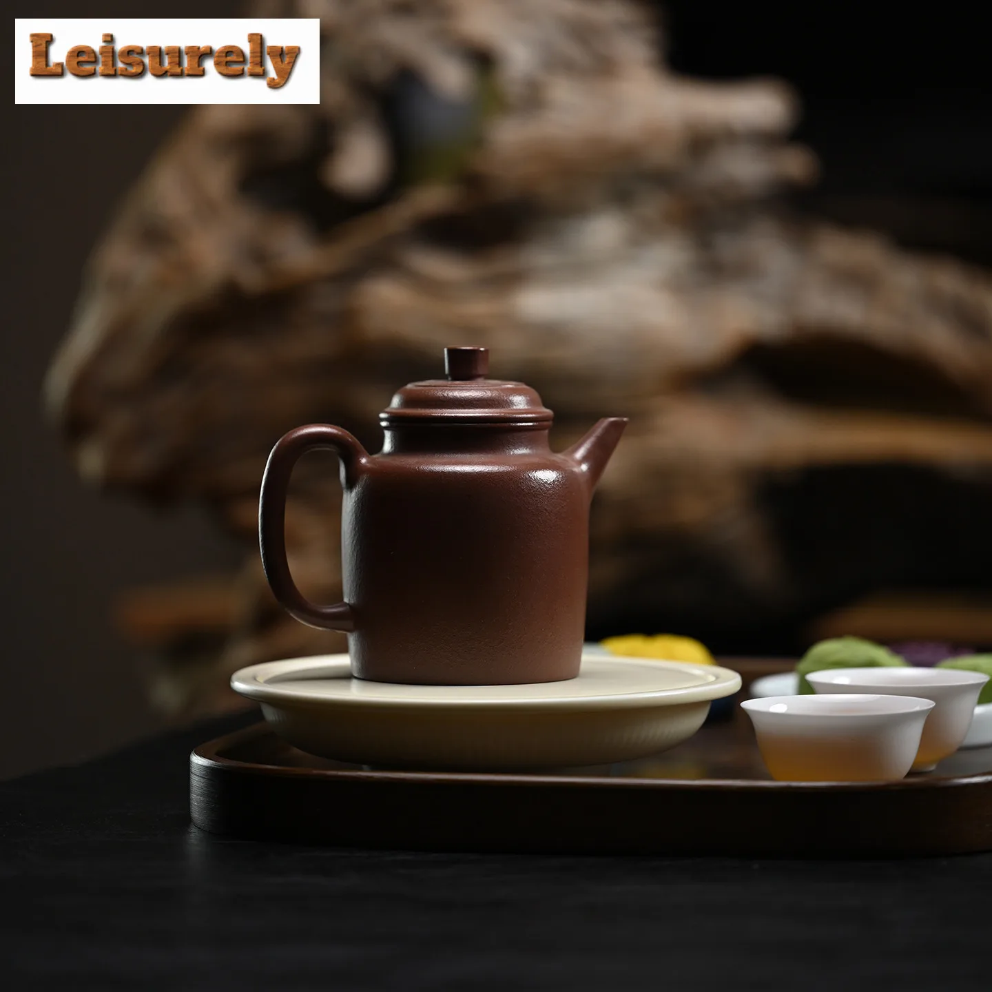 300ml High-end Yixing Purple Clay Teapots Handmade Colored Drawing De Zhong Pot Raw Ore Di Cao Qing Mud Kettle Zisha Tea Set Cha