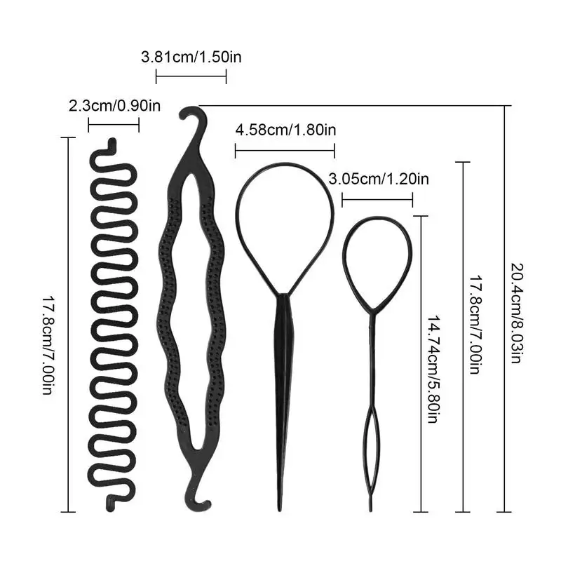 여성용 휴대용 헤어 스타일링 액세서리, 헤어 테일 도구, 헤어 브레이더 도구, 여자 친구, 급우용, 4 개/세트